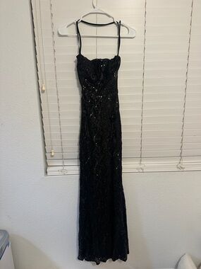 Windsor Black Sequin Maxi Dress with Spaghetti Straps